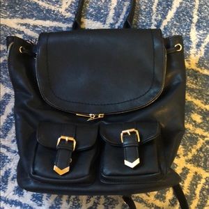 Black leather backpack